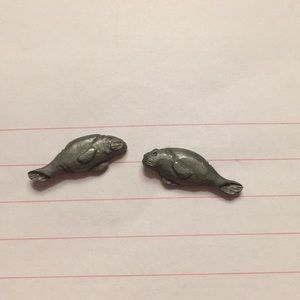 Pewter manatee earrings
